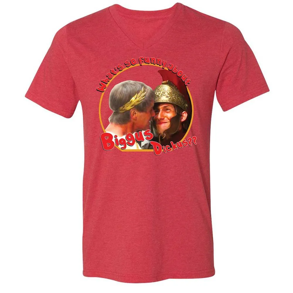 Unisex V-Neck T-Shirt - SU4ERRCC - Heather Red - 7
