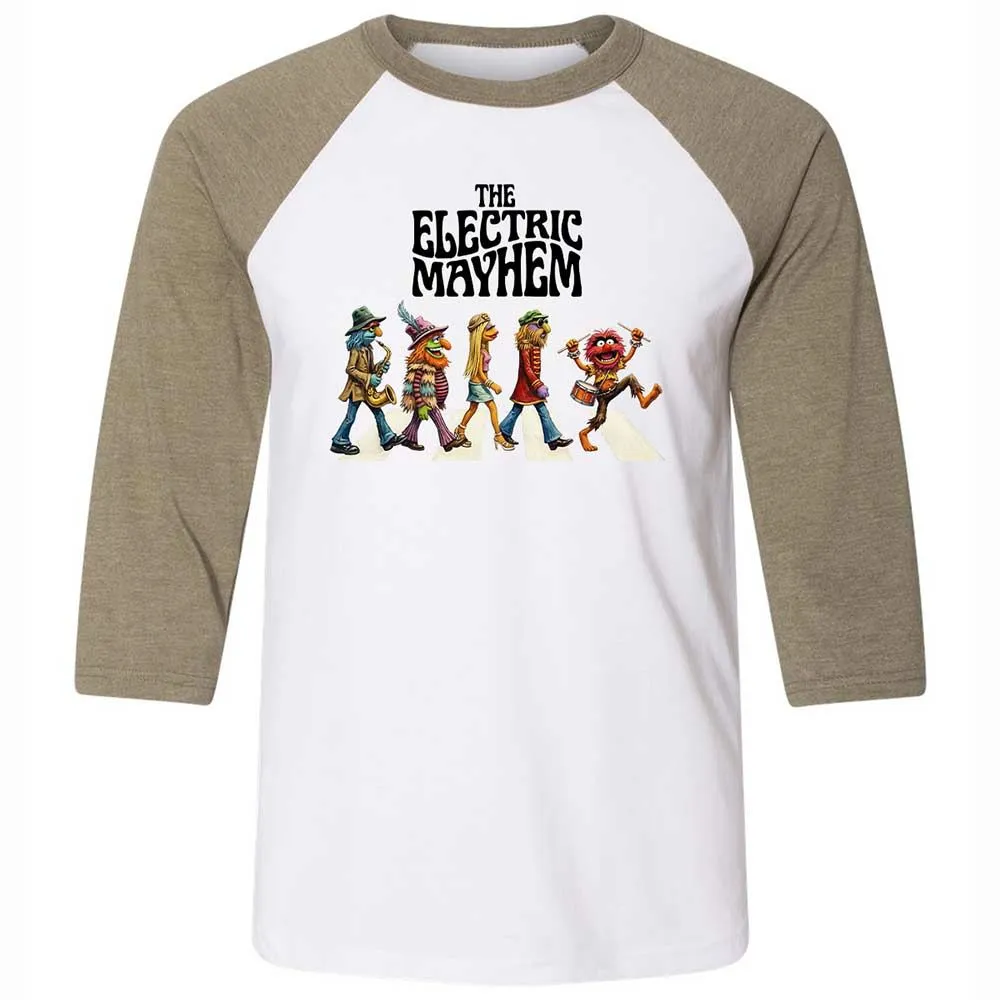 Unisex 3/4 Baseball Tee - 6M6W1B43 - White/Heather Olive - 4