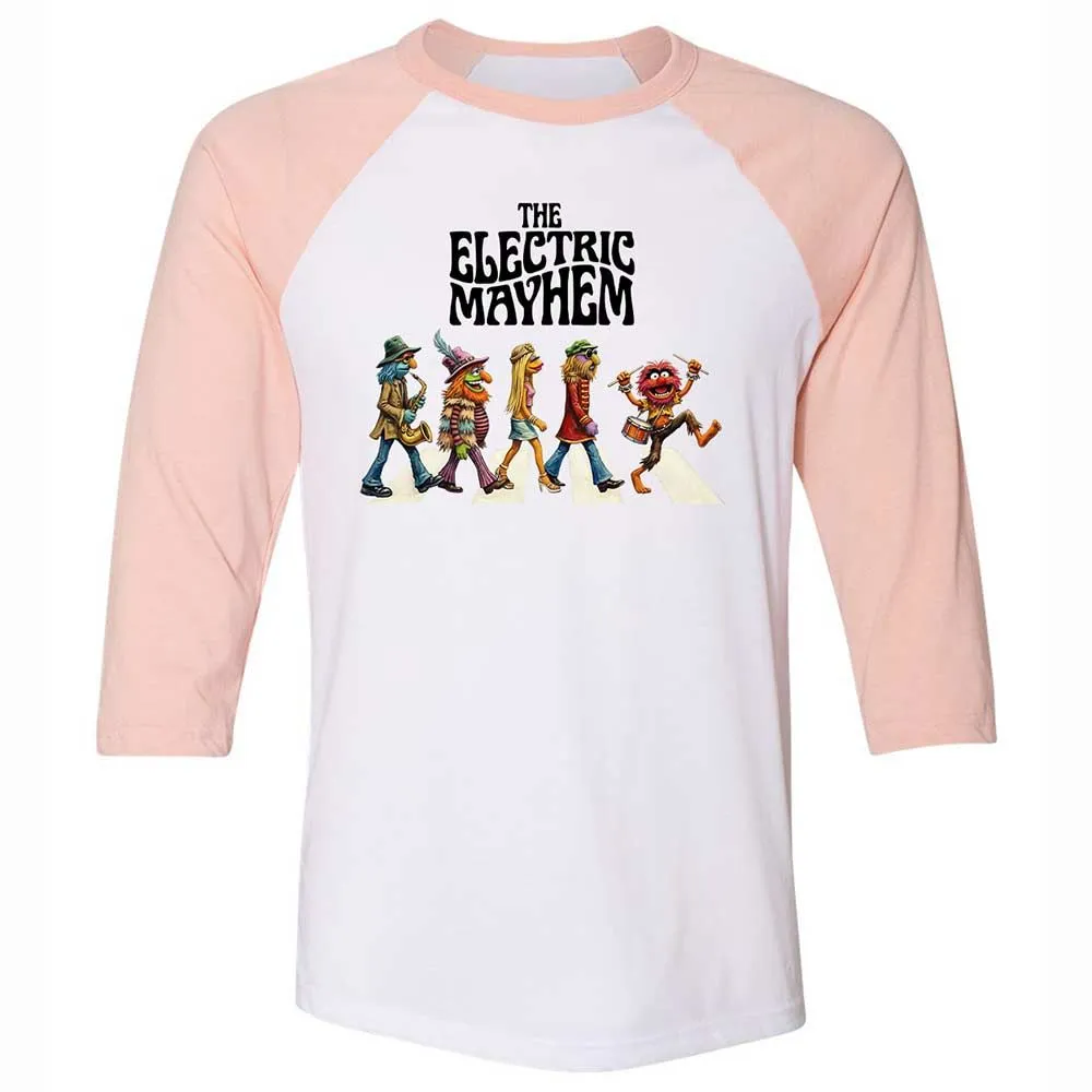 Unisex 3/4 Baseball Tee - 6M6W1B43 - White/Heather Peach - 5