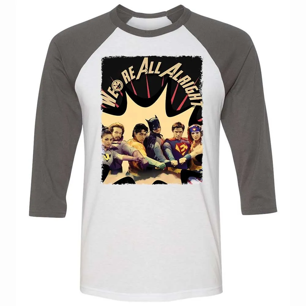 Unisex 3/4 Baseball Tee - J55144CC - White/Asphalt - 2