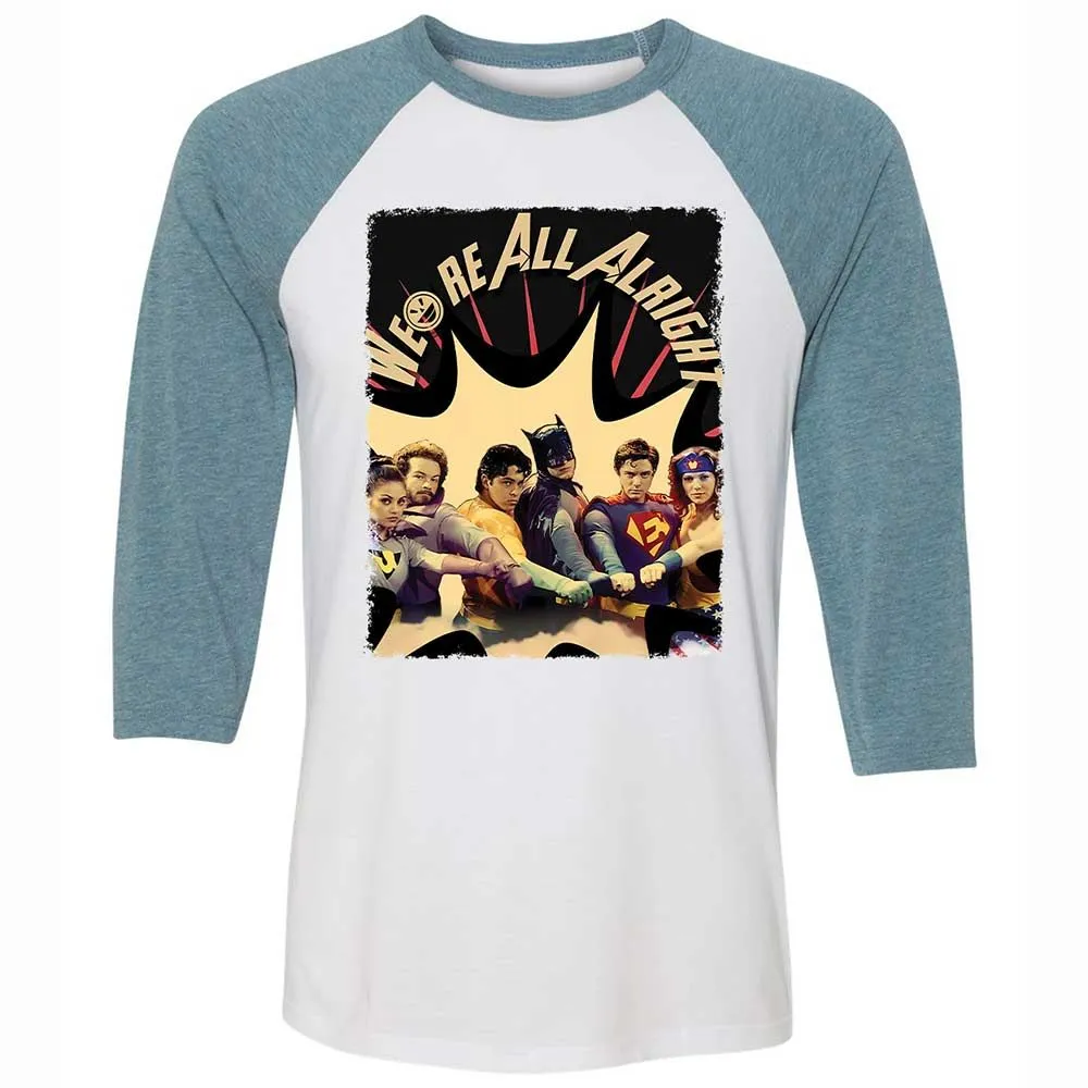 Unisex 3/4 Baseball Tee - J55144CC - White/Denim - 3