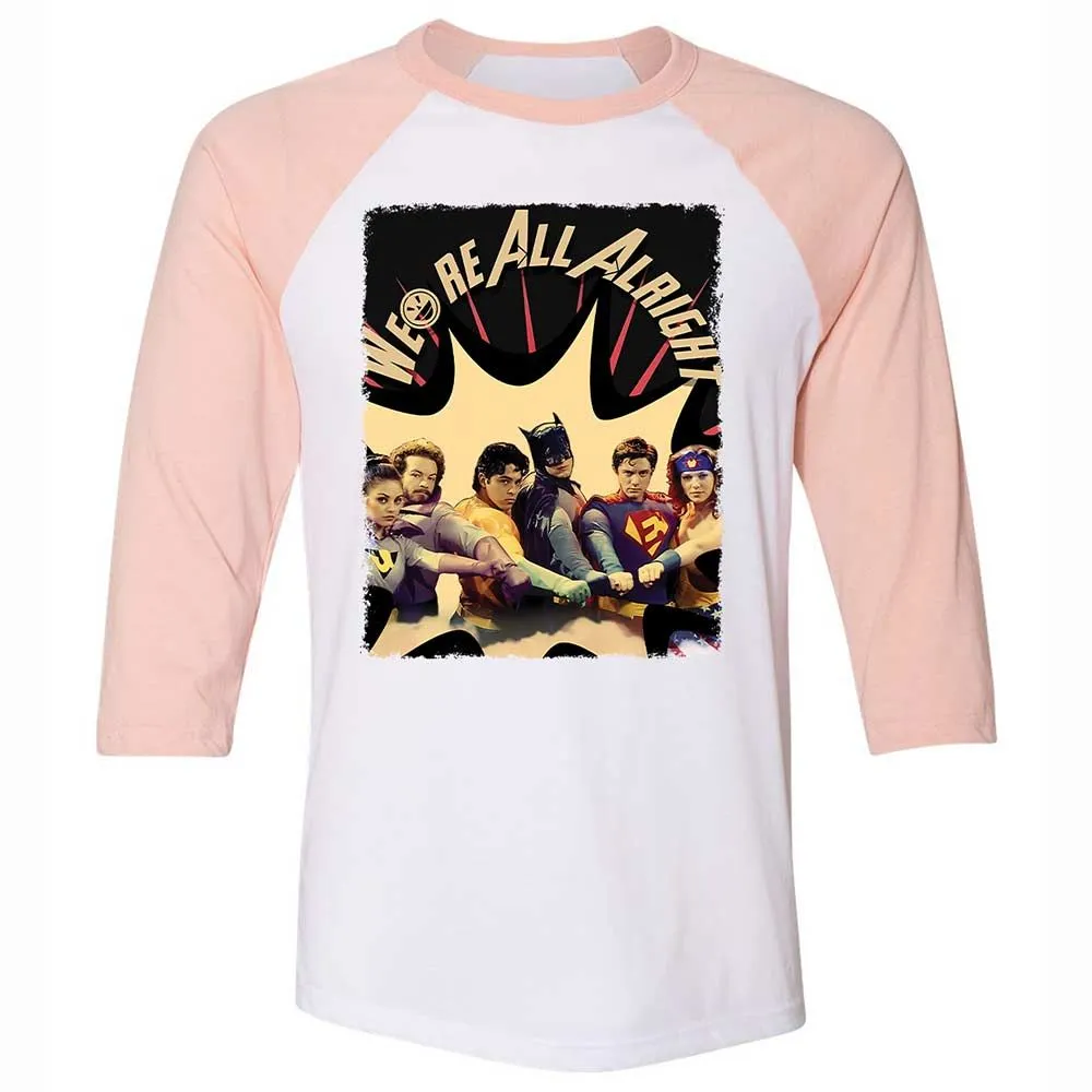 Unisex 3/4 Baseball Tee - J55144CC - White/Heather Peach - 5