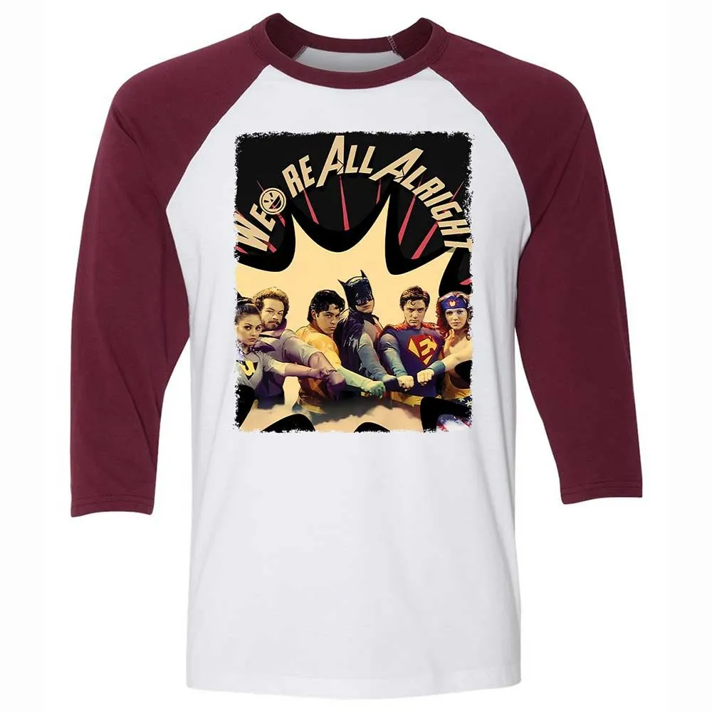 Unisex 3/4 Baseball Tee - J55144CC - White/Maroon - 7
