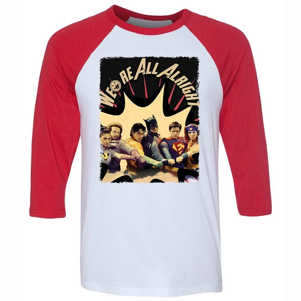 Unisex 3/4 Baseball Tee - J55144CC - White/Red - 9
