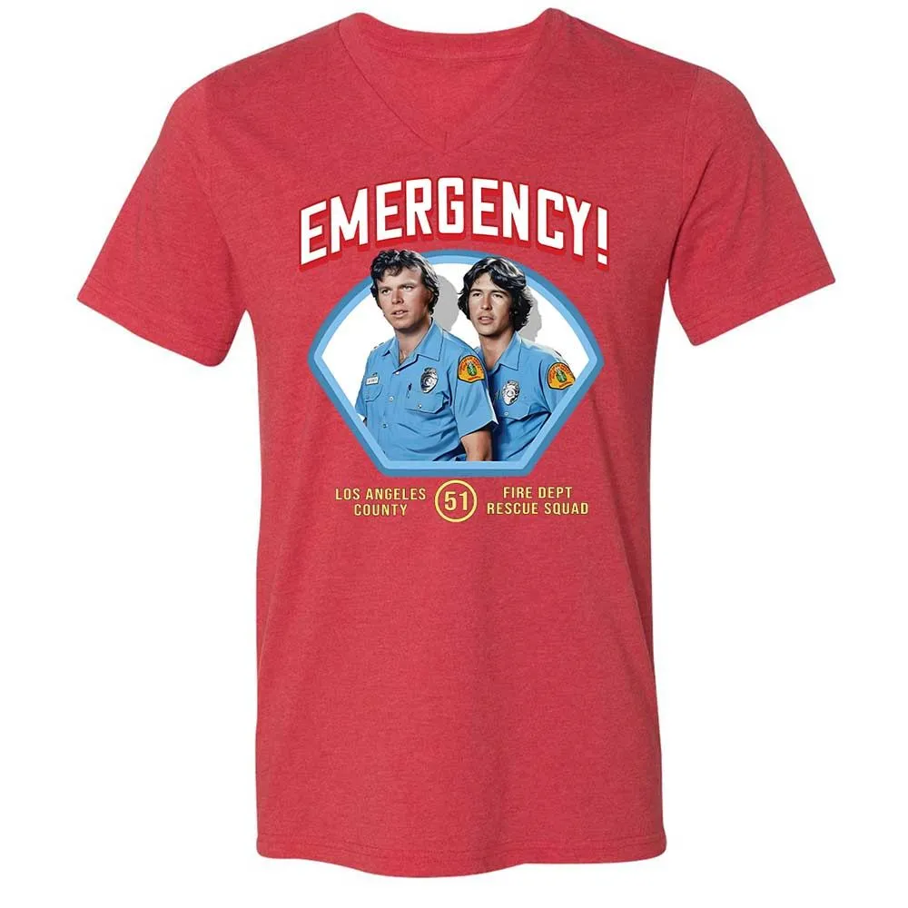Unisex V-Neck T-Shirt - QABHDMRG - Heather Red - 6