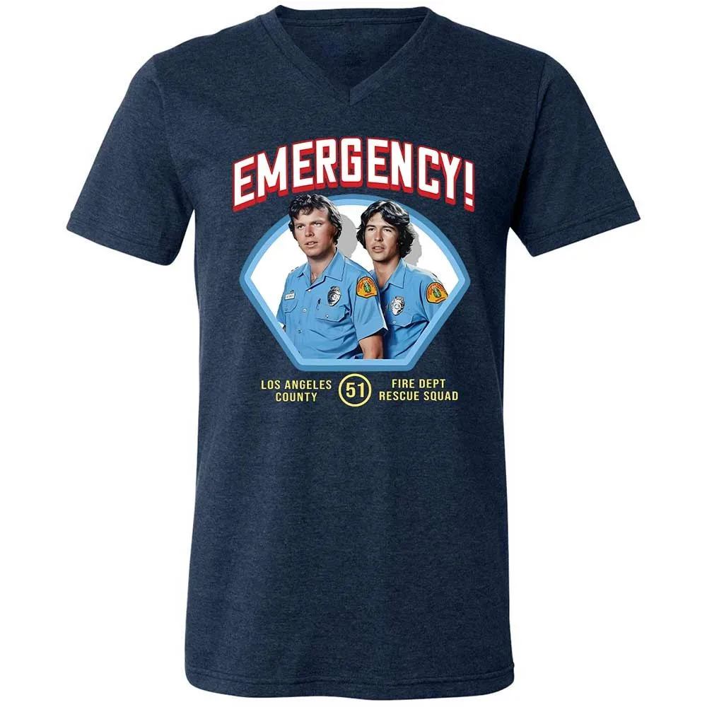 Unisex V-Neck T-Shirt - QABHDMRG - Heather Navy - 13