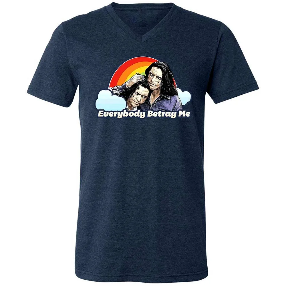 Unisex V-Neck T-Shirt - CZCXWZ7F - Heather Navy - 3