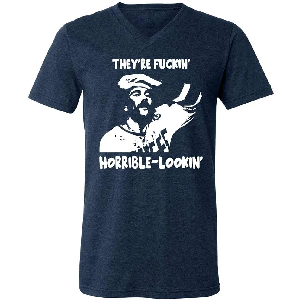 Unisex V-Neck T-Shirt - GKGA57EN - Heather Navy - 3