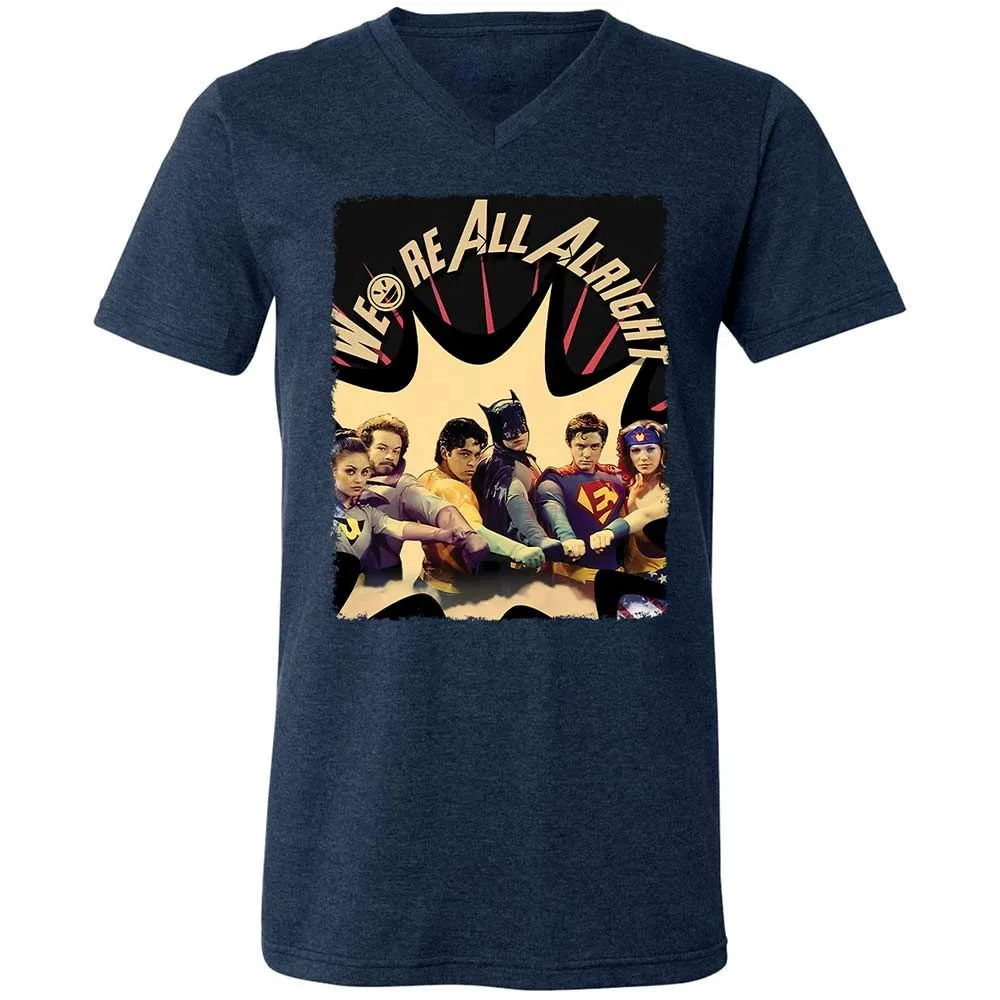 Unisex V-Neck T-Shirt - 6RKPQVZM - Heather Navy - 3