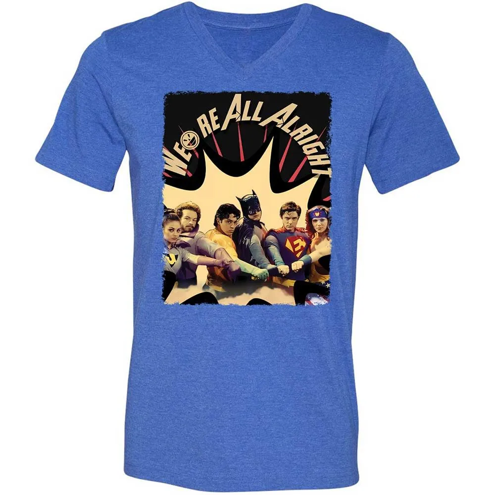 Unisex V-Neck T-Shirt - 6RKPQVZM - Heather True Royal - 5