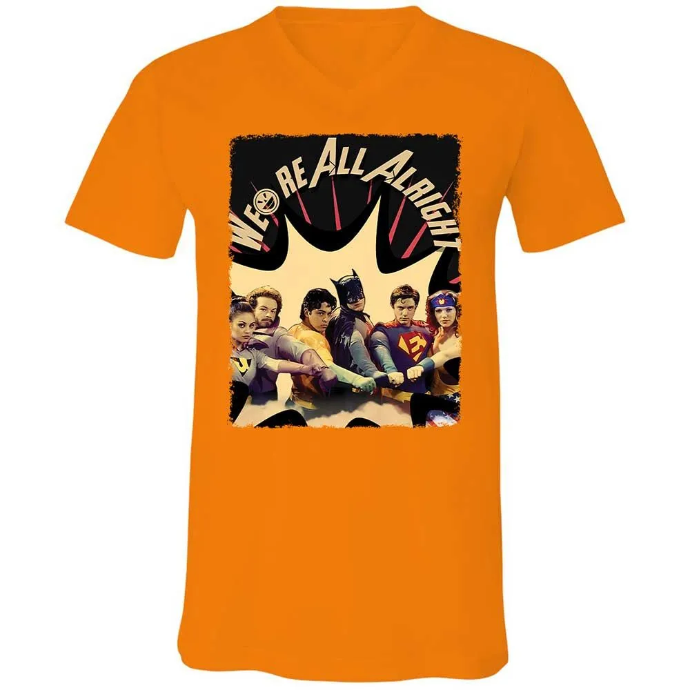 Unisex V-Neck T-Shirt - 6RKPQVZM - Orange - 12