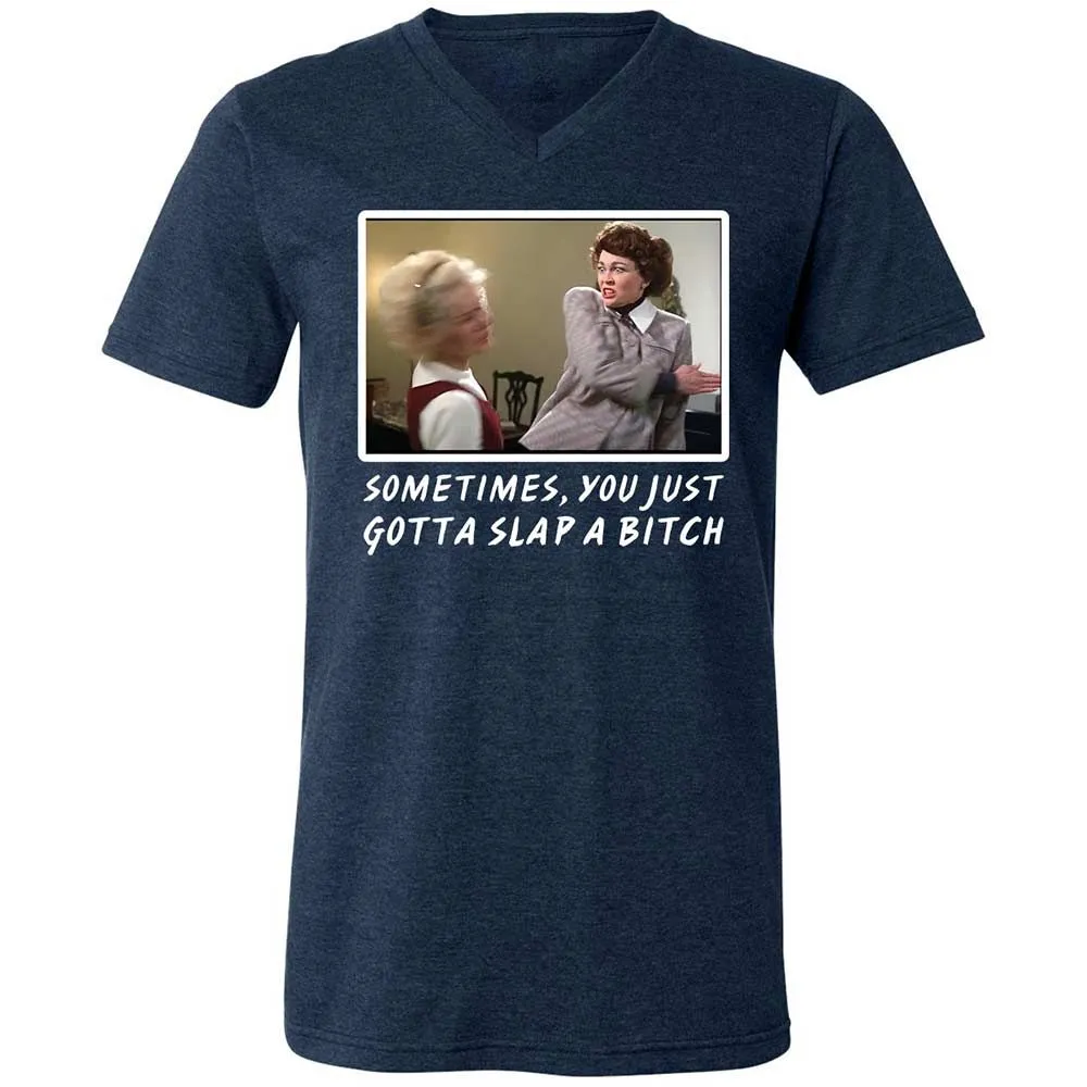 Unisex V-Neck T-Shirt - R7Q5ZZQM - Heather Navy - 3