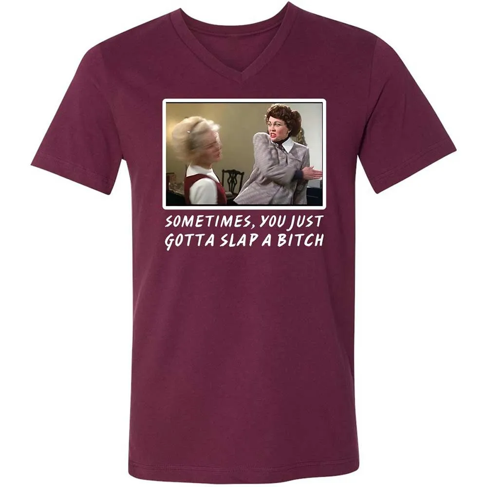 Unisex V-Neck T-Shirt - R7Q5ZZQM - Maroon - 8