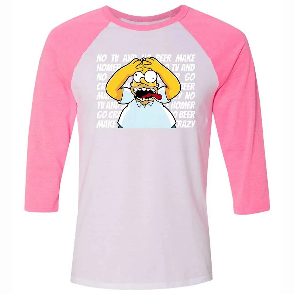 No TV and No Beer Make Homer Go Crazy - White/Neon Pink - 12