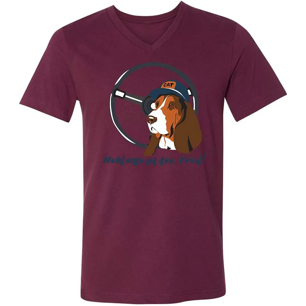 Unisex V-Neck T-Shirt - TGQK1EWD - Maroon - 14