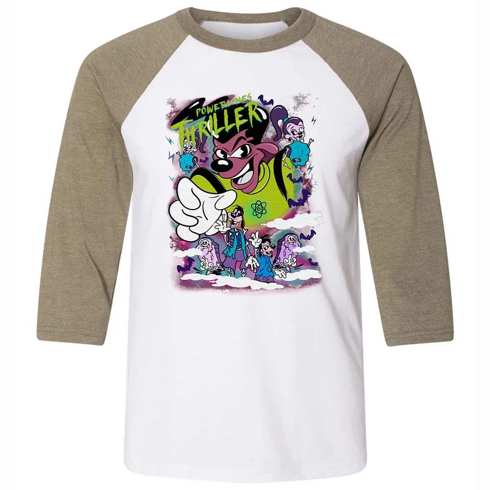 Vintage Pop Cartoon Horror Mashup - White/Heather Olive - 4