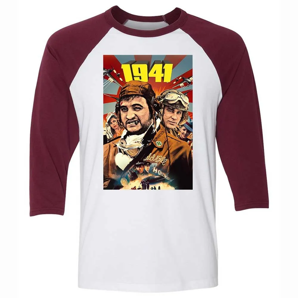 Unisex 3/4 Baseball Tee - 1KP7VQMJ - White/Maroon - 7