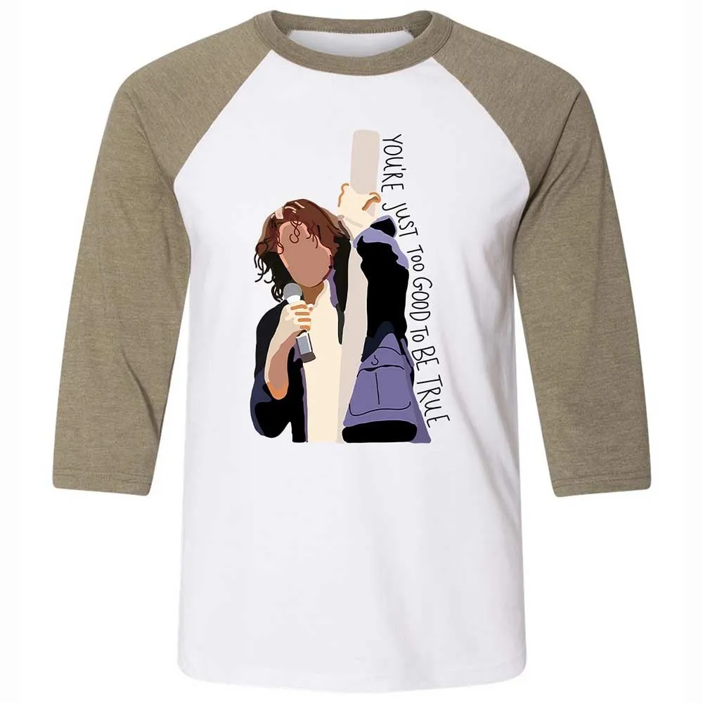 Unisex 3/4 Baseball Tee - N7BF6MUR - White/Heather Olive - 4
