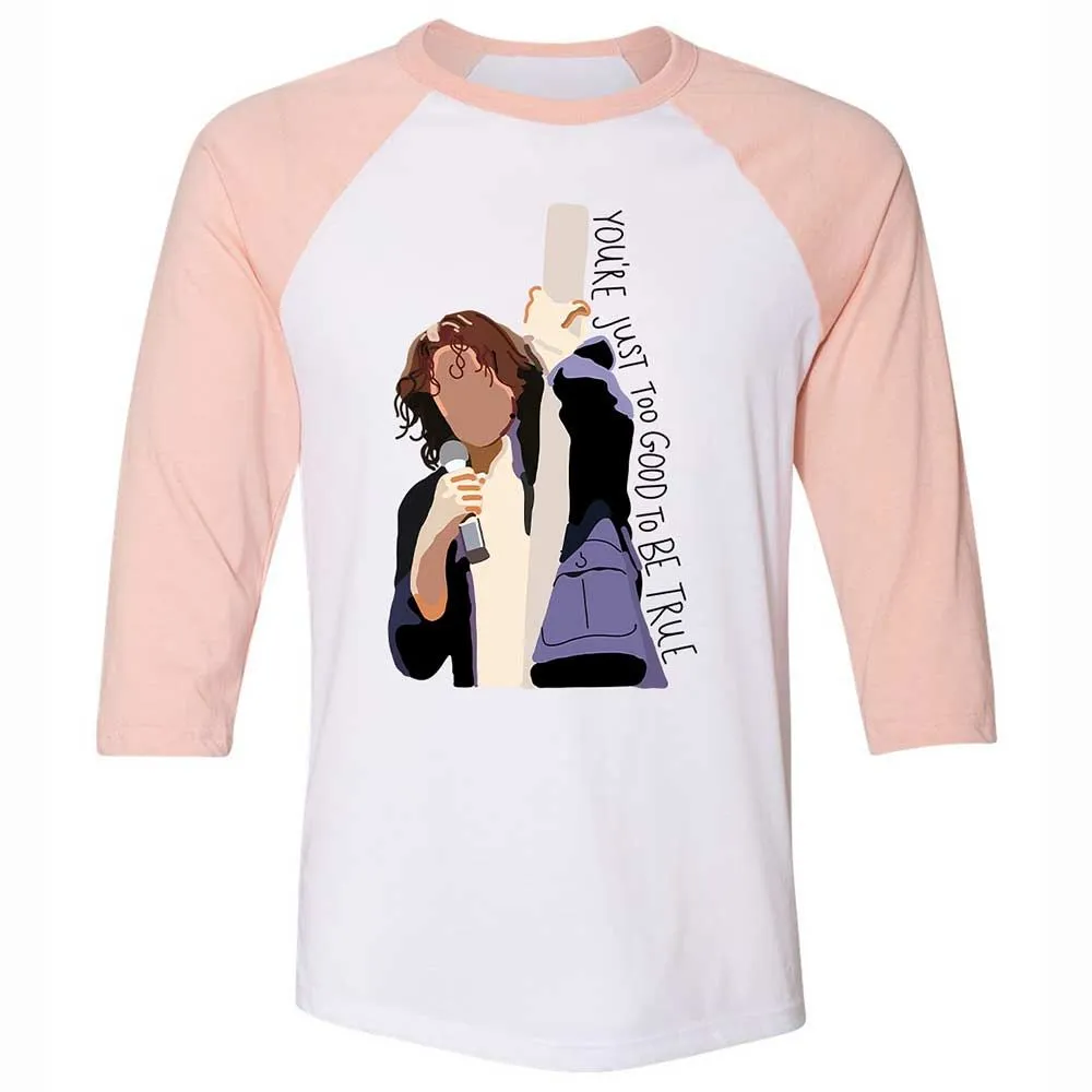 Unisex 3/4 Baseball Tee - N7BF6MUR - White/Heather Peach - 5