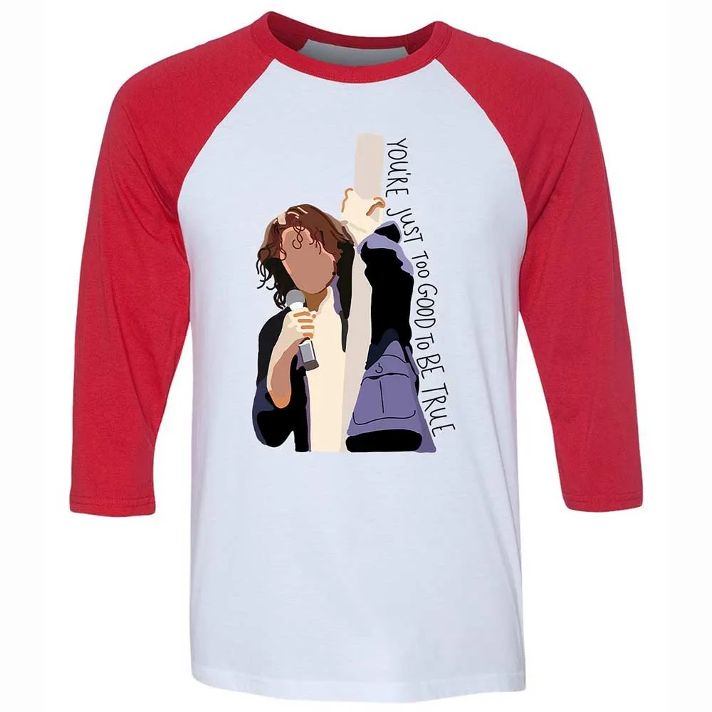 Unisex 3/4 Baseball Tee - N7BF6MUR - White/Red - 9