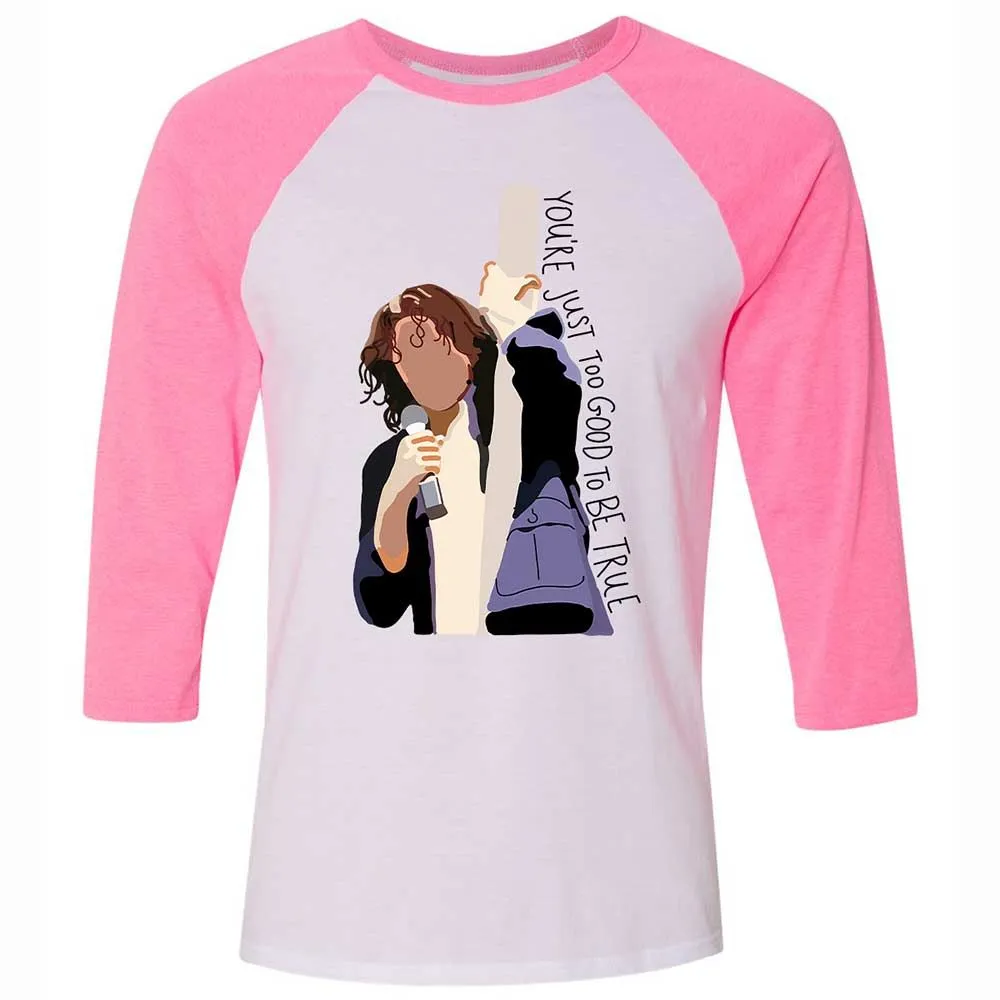 Unisex 3/4 Baseball Tee - N7BF6MUR - White/Neon Pink - 12