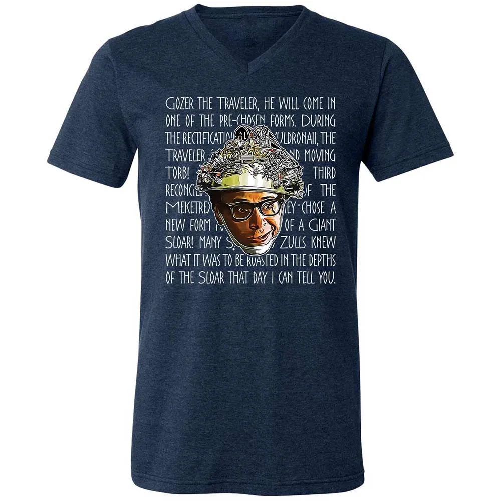 Unisex V-Neck T-Shirt - W1X6DM6J - Heather Navy - 3