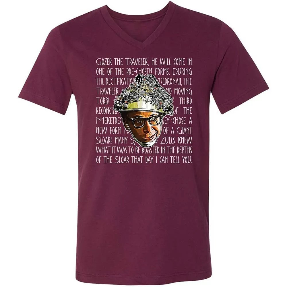 Unisex V-Neck T-Shirt - W1X6DM6J - Maroon - 8