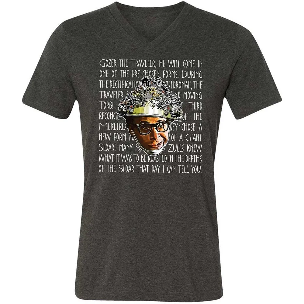 Unisex V-Neck T-Shirt - W1X6DM6J - Dark Grey Heather - 9