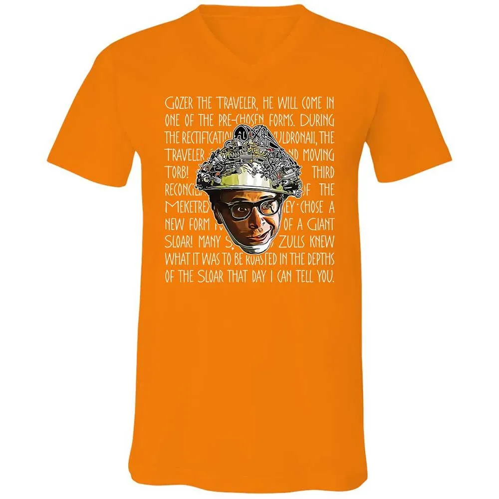 Unisex V-Neck T-Shirt - W1X6DM6J - Orange - 12