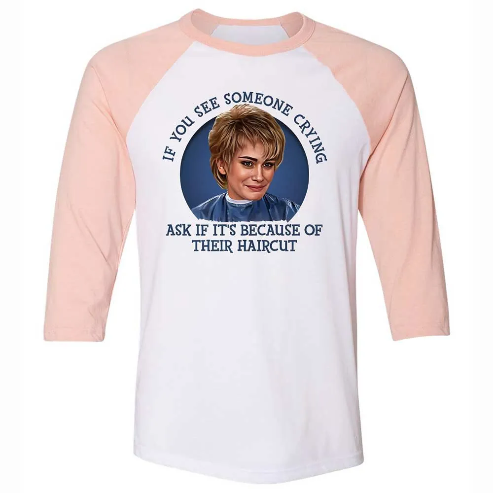 Unisex 3/4 Baseball Tee - 88MFHM3N - White/Heather Peach - 5