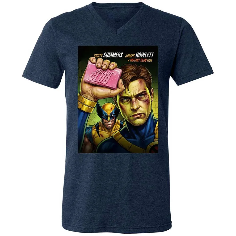 Unisex V-Neck T-Shirt - AUZQ2888 - Heather Navy - 3
