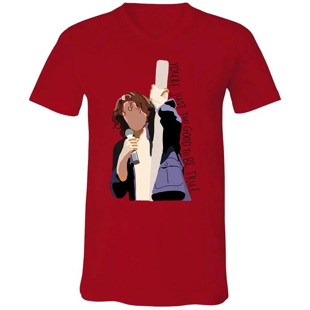 Unisex V-Neck T-Shirt - G9K2V2PQ - Red - 5