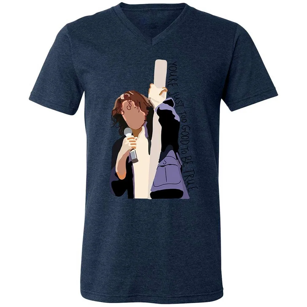 Unisex V-Neck T-Shirt - G9K2V2PQ - Heather Navy - 13