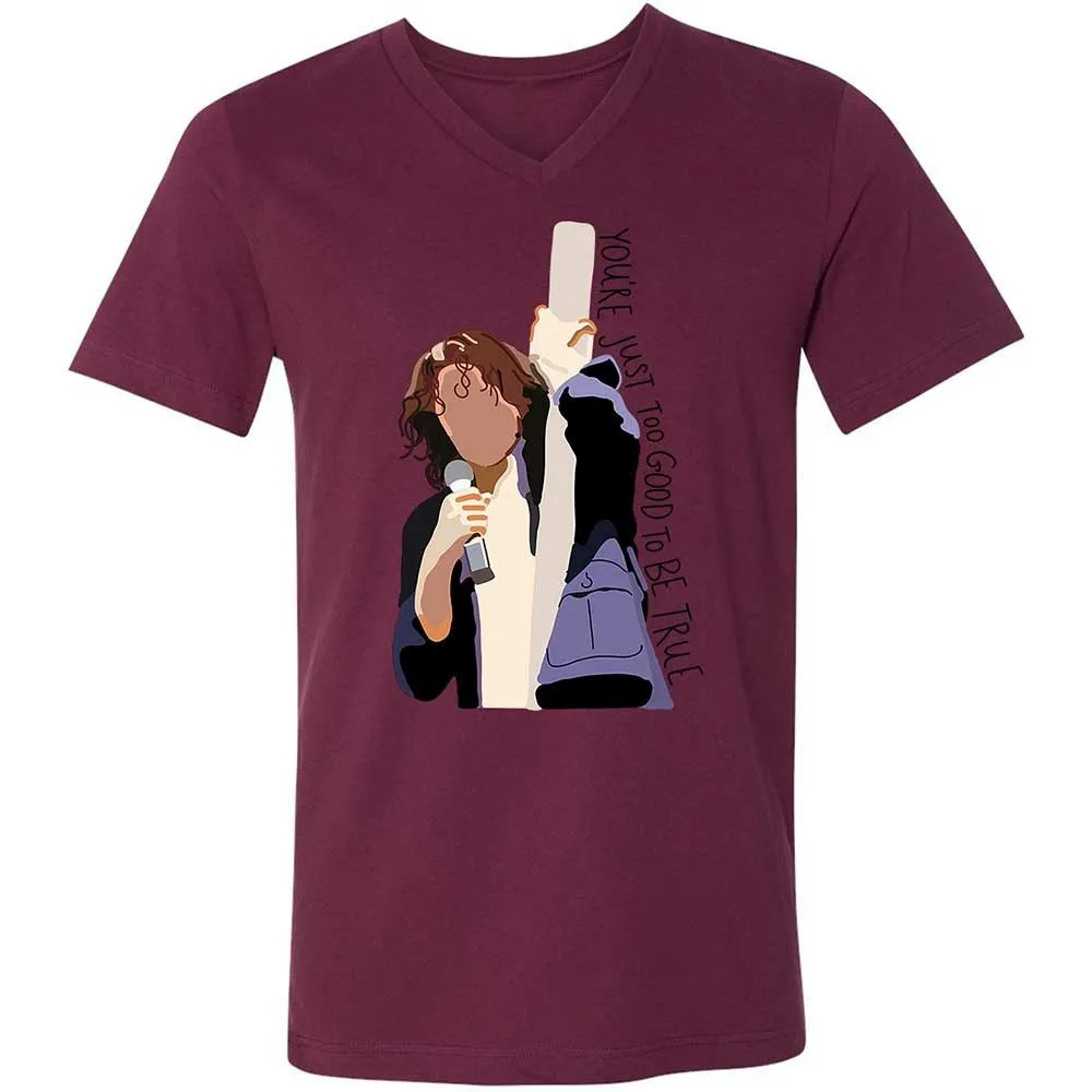 Unisex V-Neck T-Shirt - G9K2V2PQ - Maroon - 14