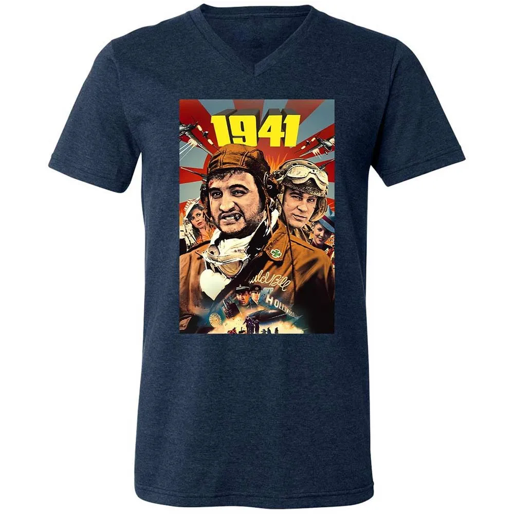 Unisex V-Neck T-Shirt - MW2EC445 - Heather Navy - 3