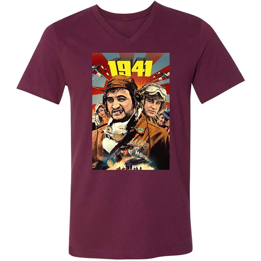 Unisex V-Neck T-Shirt - MW2EC445 - Maroon - 8
