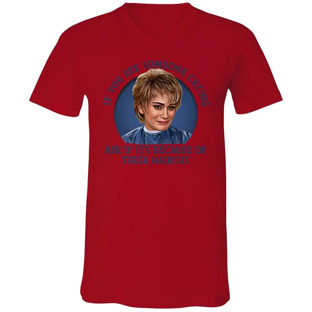Unisex V-Neck T-Shirt - 8CP7PL58 - Red - 5