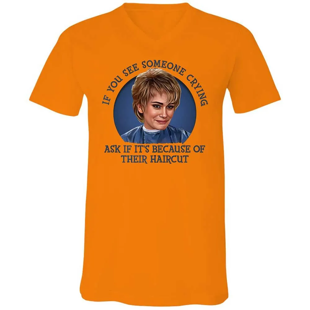 Unisex V-Neck T-Shirt - 8CP7PL58 - Orange - 7