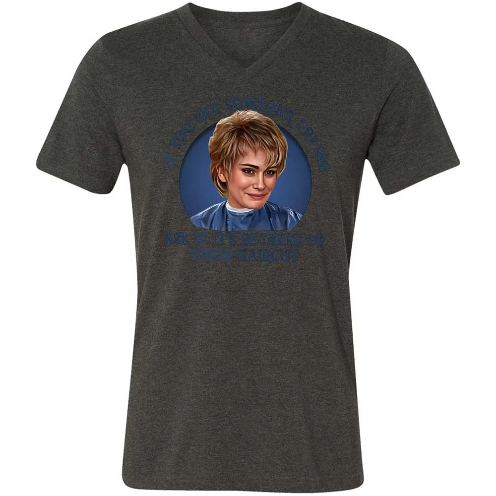 Unisex V-Neck T-Shirt - 8CP7PL58 - Dark Grey Heather - 8