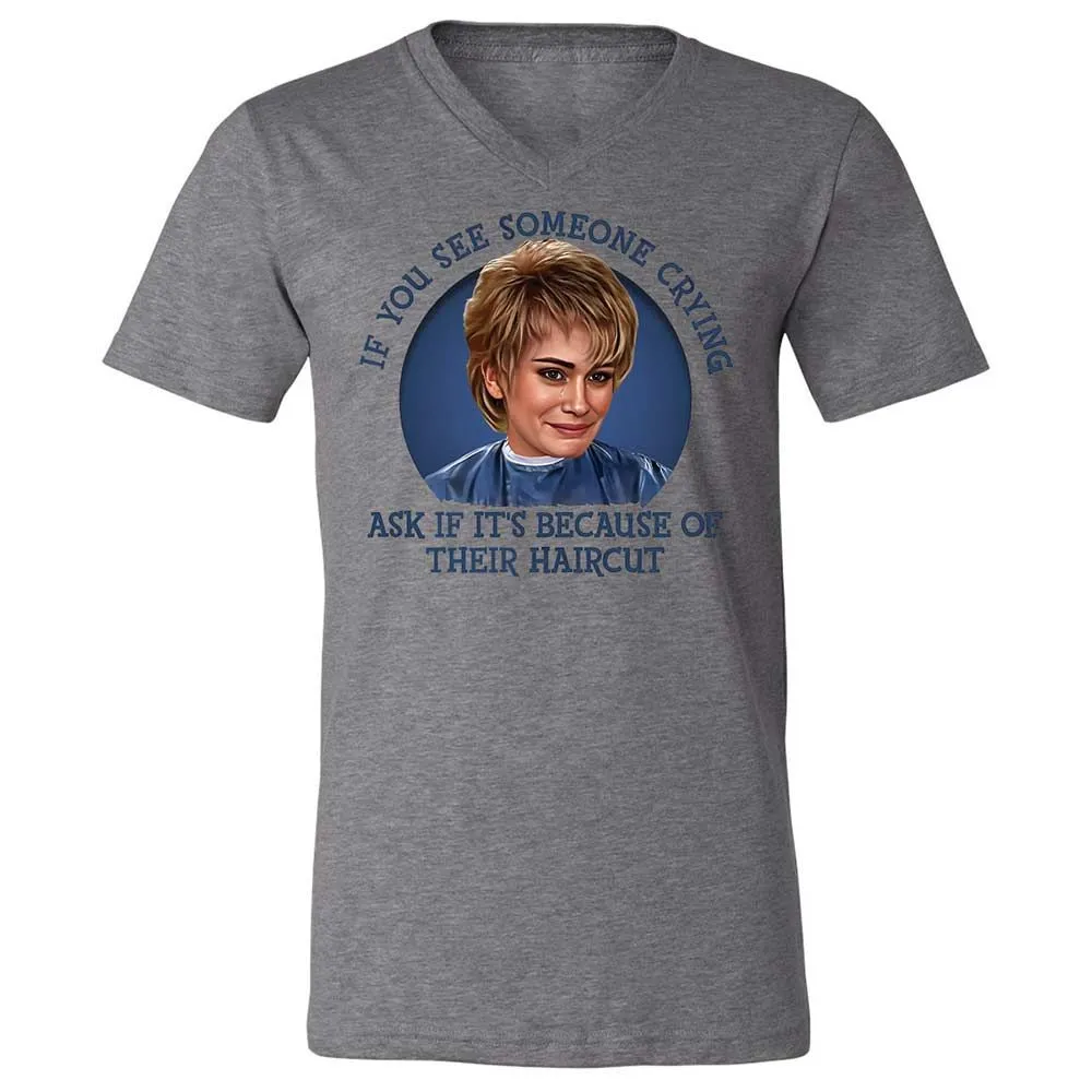Unisex V-Neck T-Shirt - 8CP7PL58 - Deep Heather - 9
