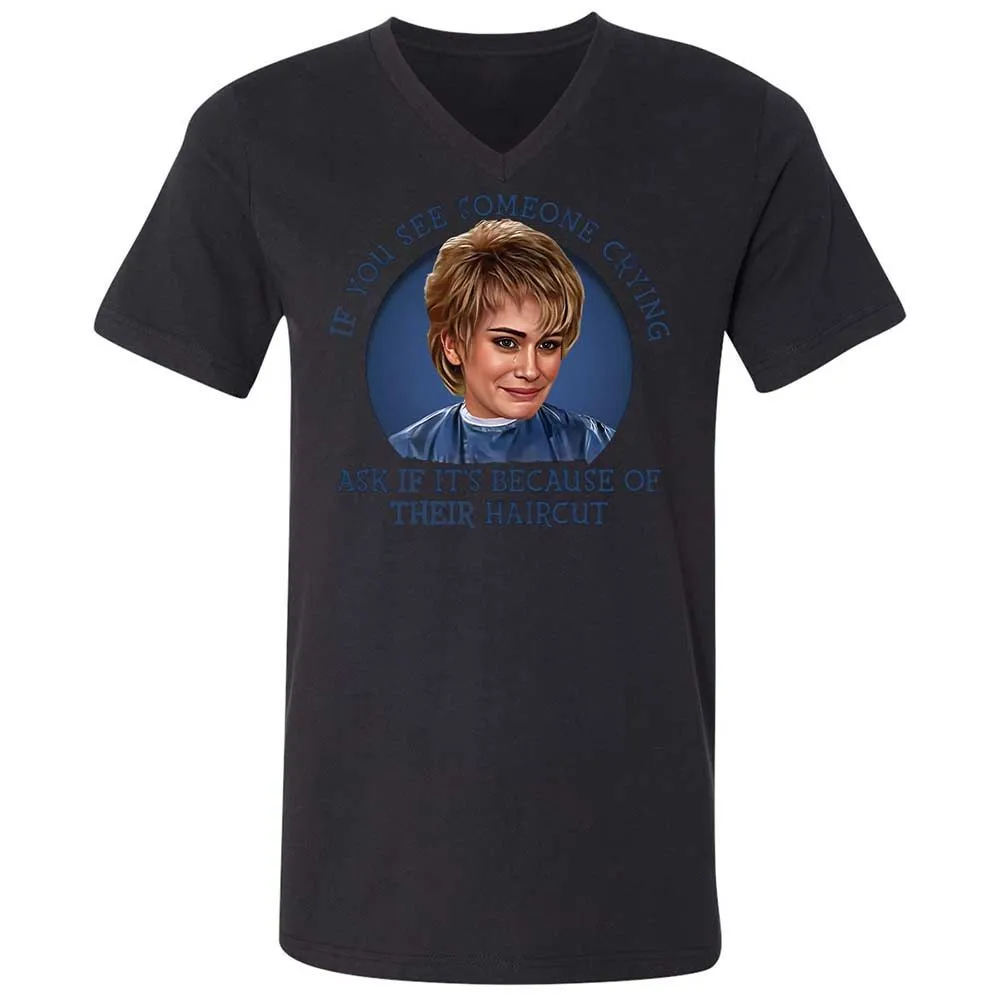 Unisex V-Neck T-Shirt - 8CP7PL58 - Black - 11