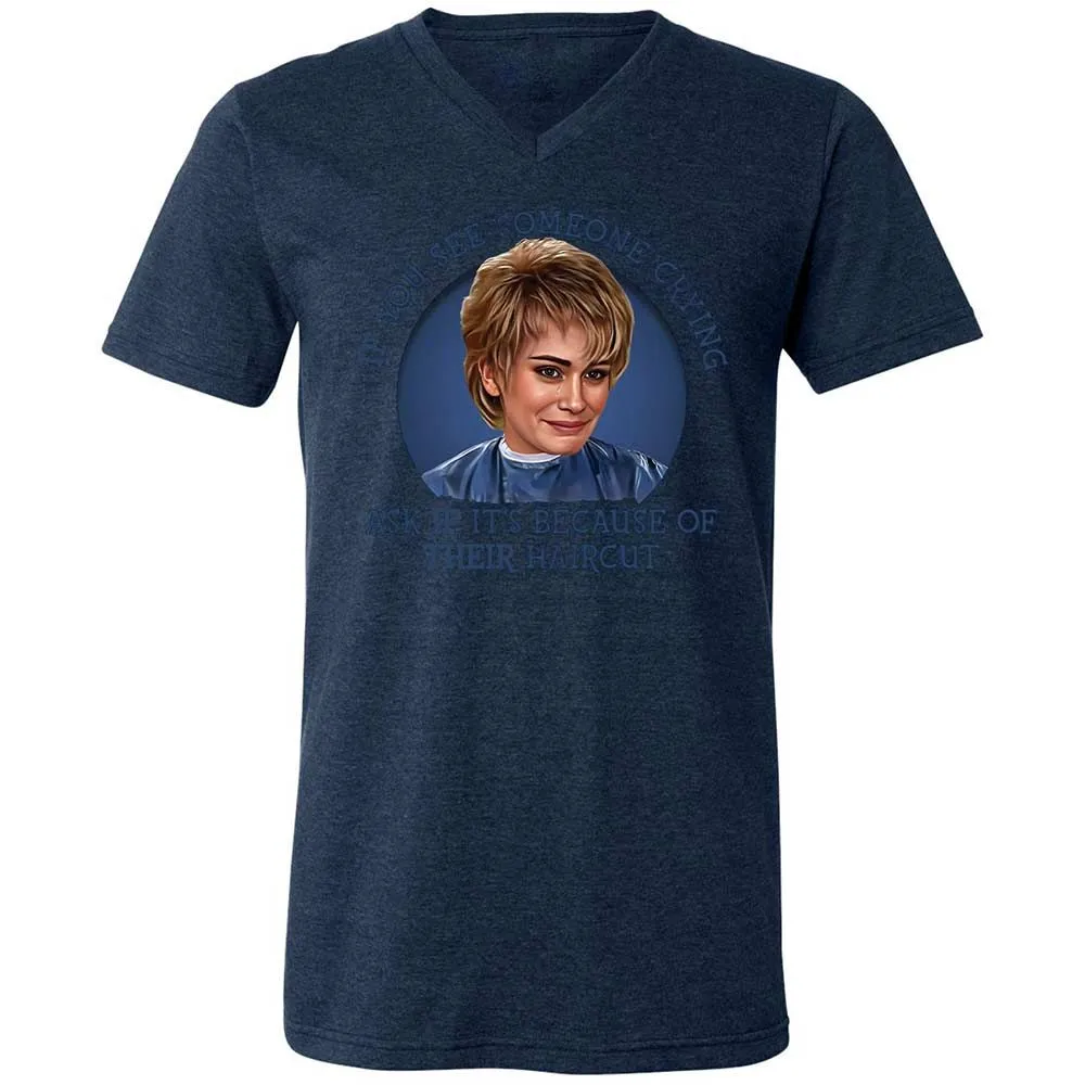 Unisex V-Neck T-Shirt - 8CP7PL58 - Heather Navy - 13