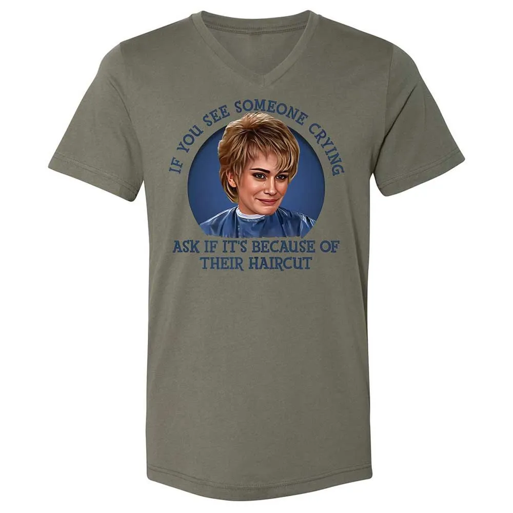 Unisex V-Neck T-Shirt - 8CP7PL58 - Military Green - 15