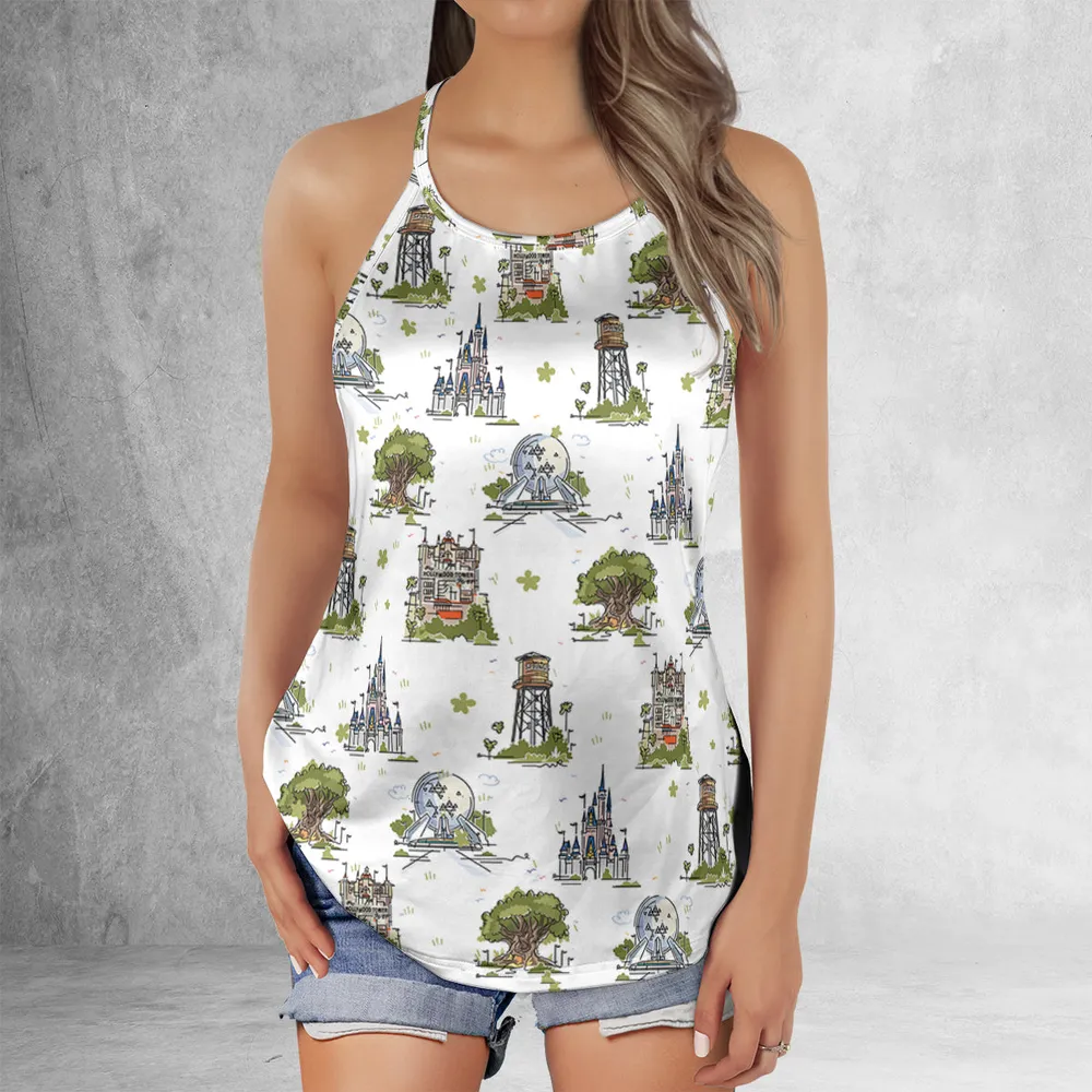 Theme Park Collage Criss Cross Tank Top - 2