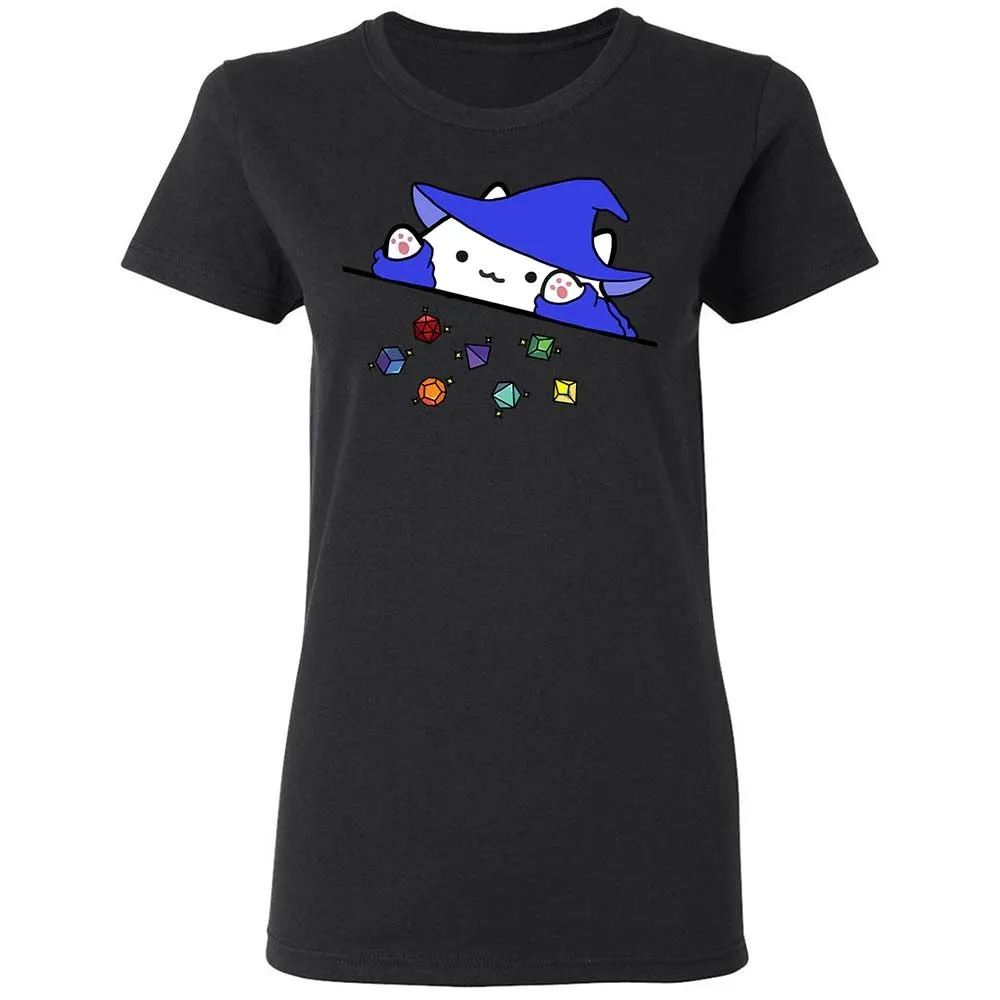 Cat Throws Dices Women's T-Shirt - Black - 13