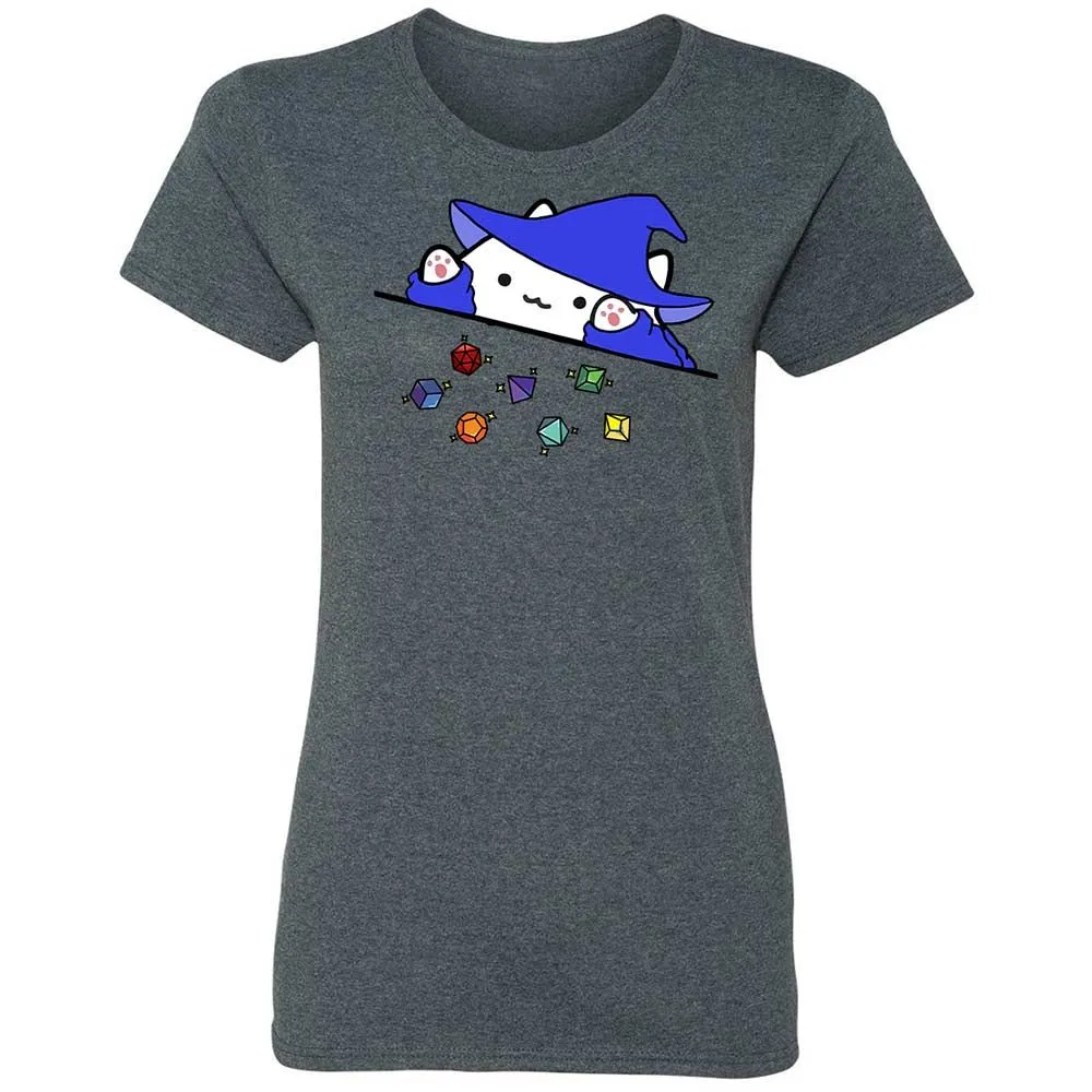 Cat Throws Dices Women's T-Shirt - Dark Heather - 16