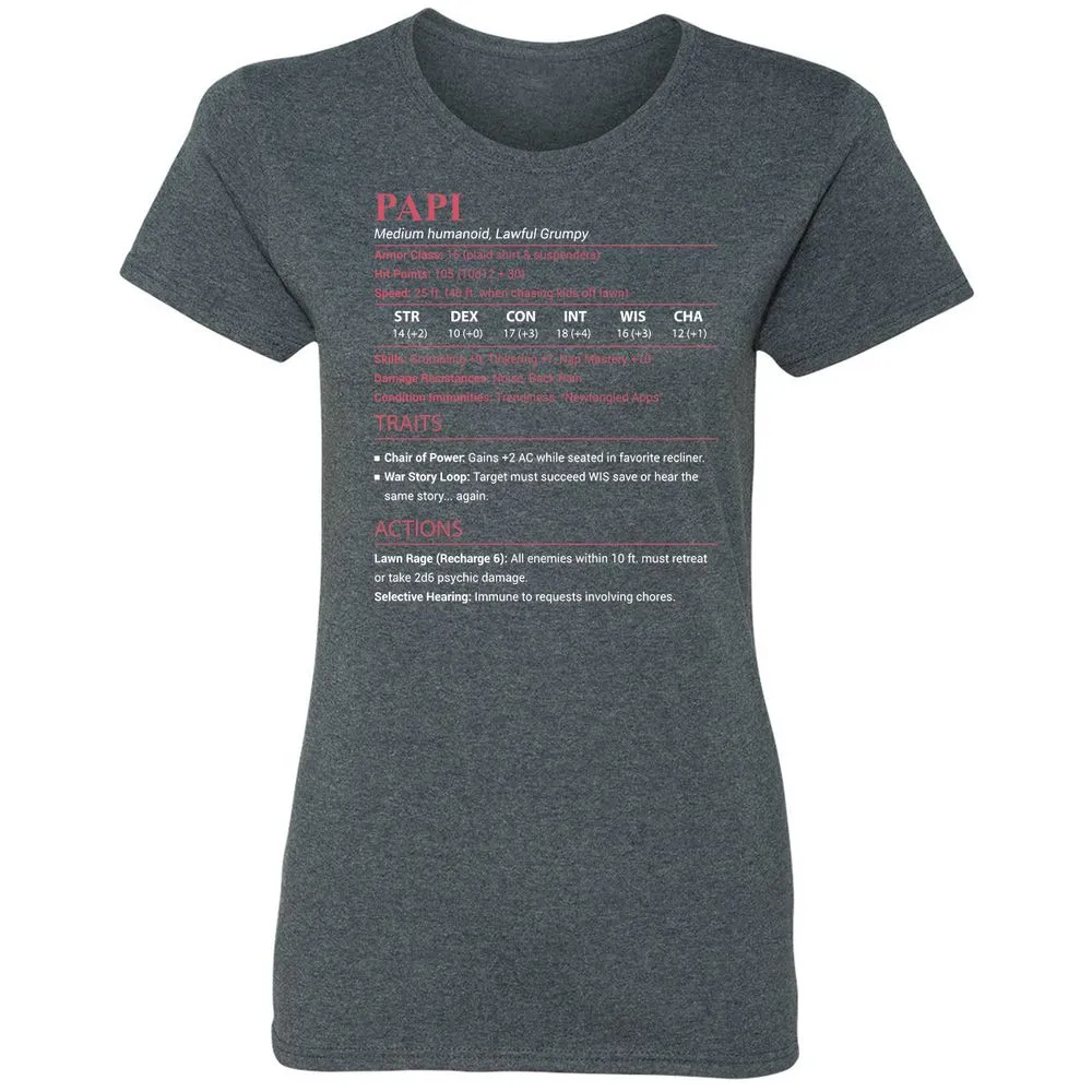 Papi Stats Women's T-Shirt - Dark Heather - 6