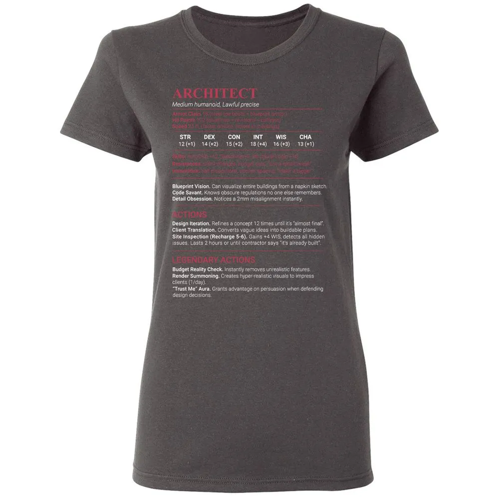 Architect Stats Women's T-Shirt - Charcoal - 4