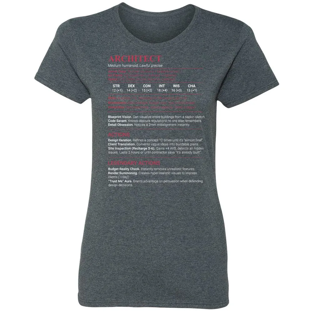 Architect Stats Women's T-Shirt - Dark Heather - 6