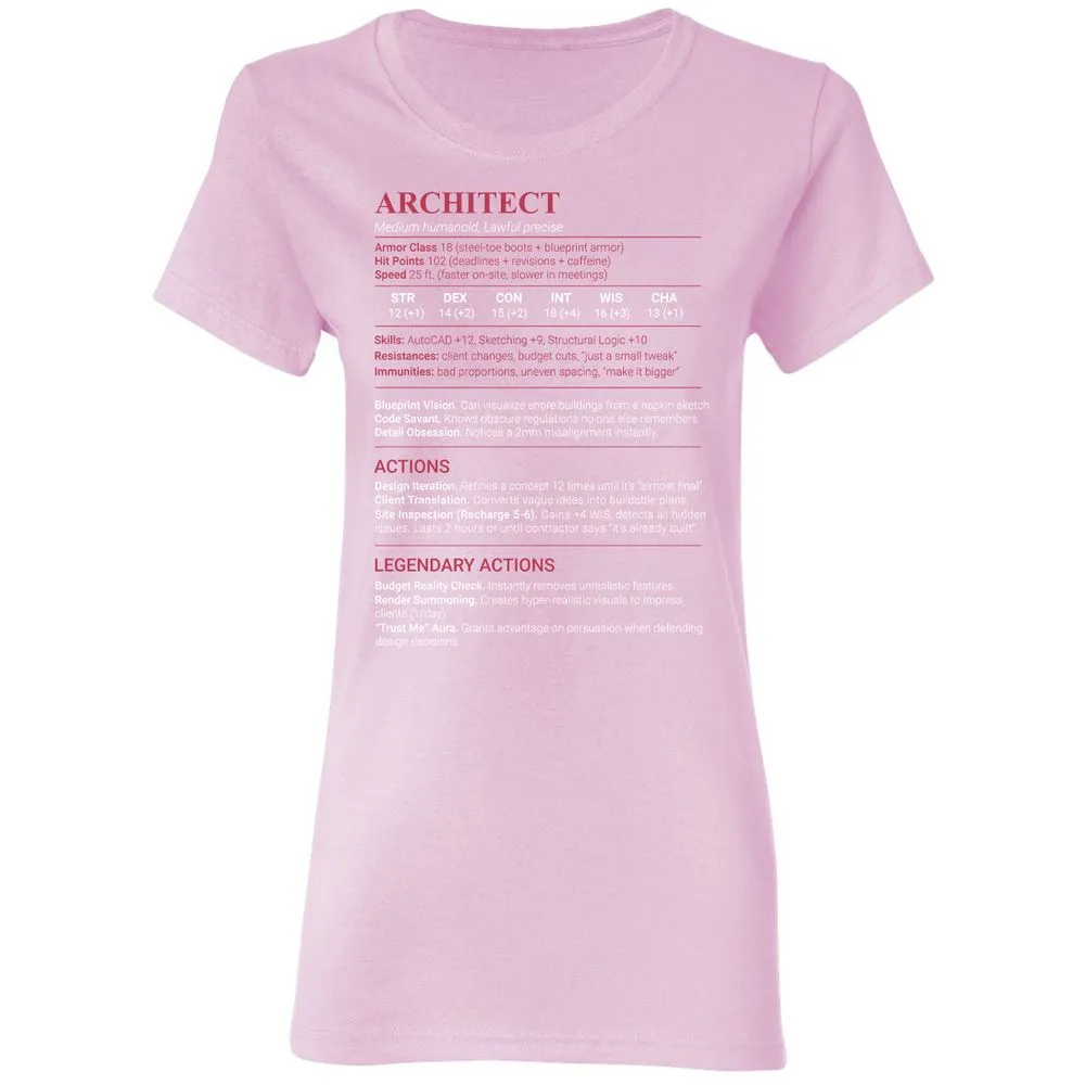 Architect Stats Women's T-Shirt - Light Pink - 8